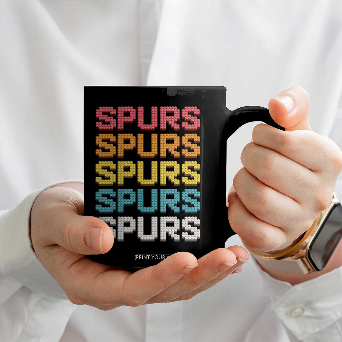 Retro Stacked Block Spurs Name Colorful Toy Brick Coffee Mug for Sports Fan TS02 Print Your Wear