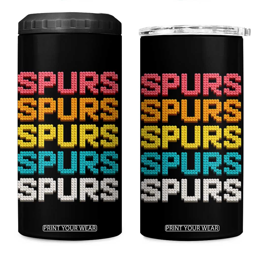 Retro Stacked Block Spurs Name Colorful Toy Brick 4 in 1 Can Cooler Tumbler for Sports Fan TS02 One Size: 16 oz Black Print Your Wear