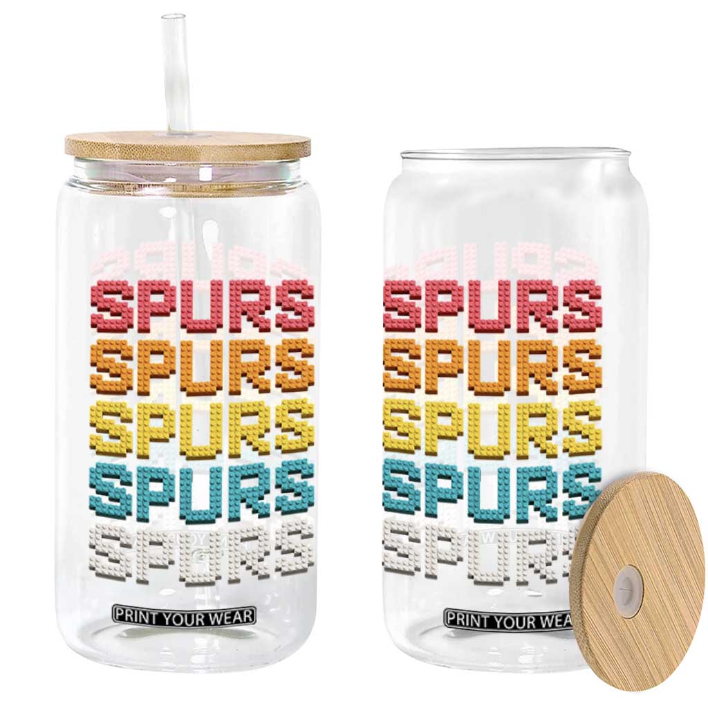 Retro Stacked Block Spurs Name Colorful Toy Brick Glass Can for Sports Fan TS02 Print Your Wear