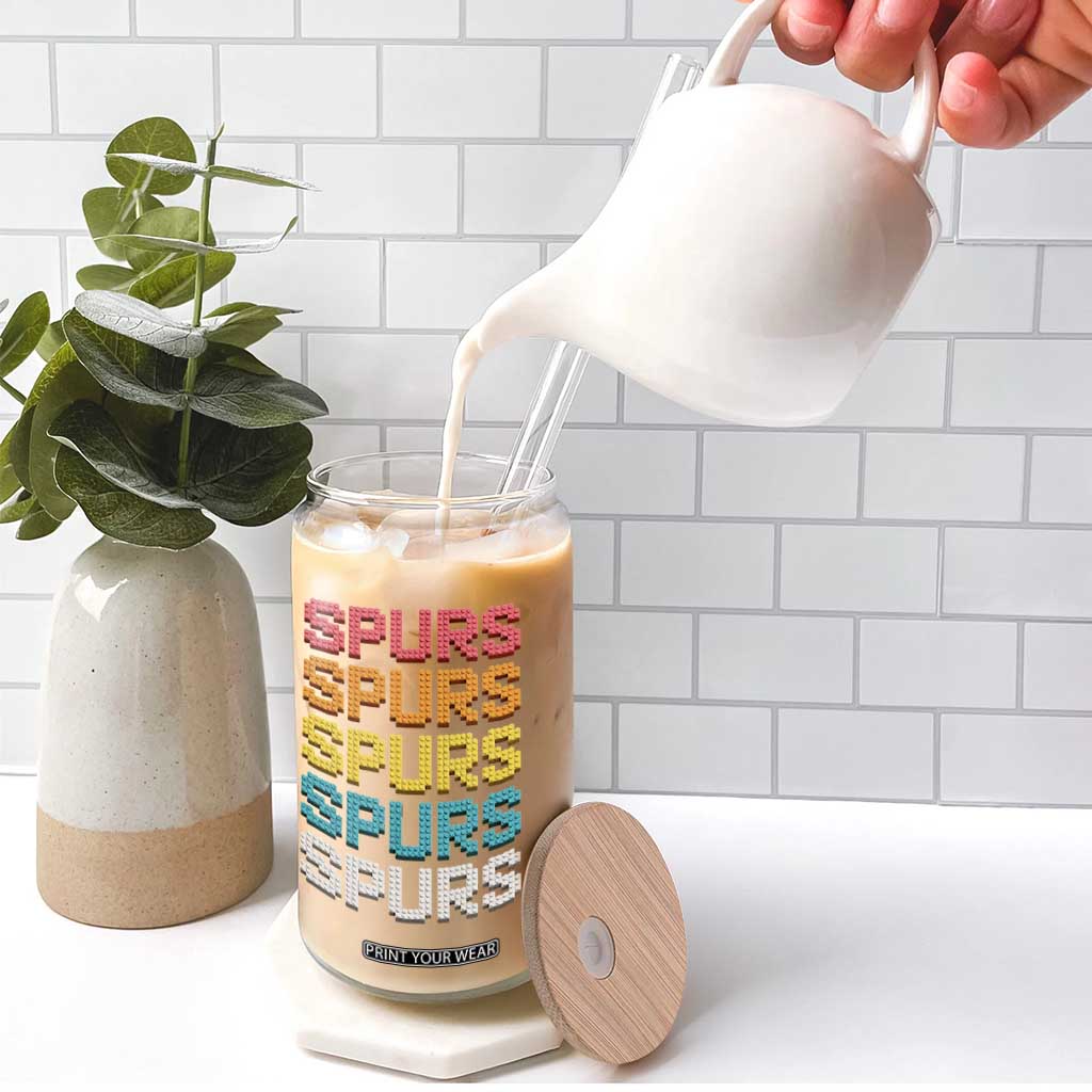 Retro Stacked Block Spurs Name Colorful Toy Brick Glass Can for Sports Fan TS02 Print Your Wear