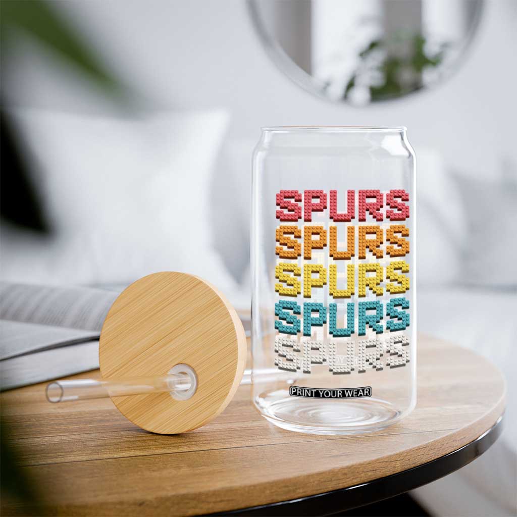 Retro Stacked Block Spurs Name Colorful Toy Brick Glass Can for Sports Fan TS02 Print Your Wear
