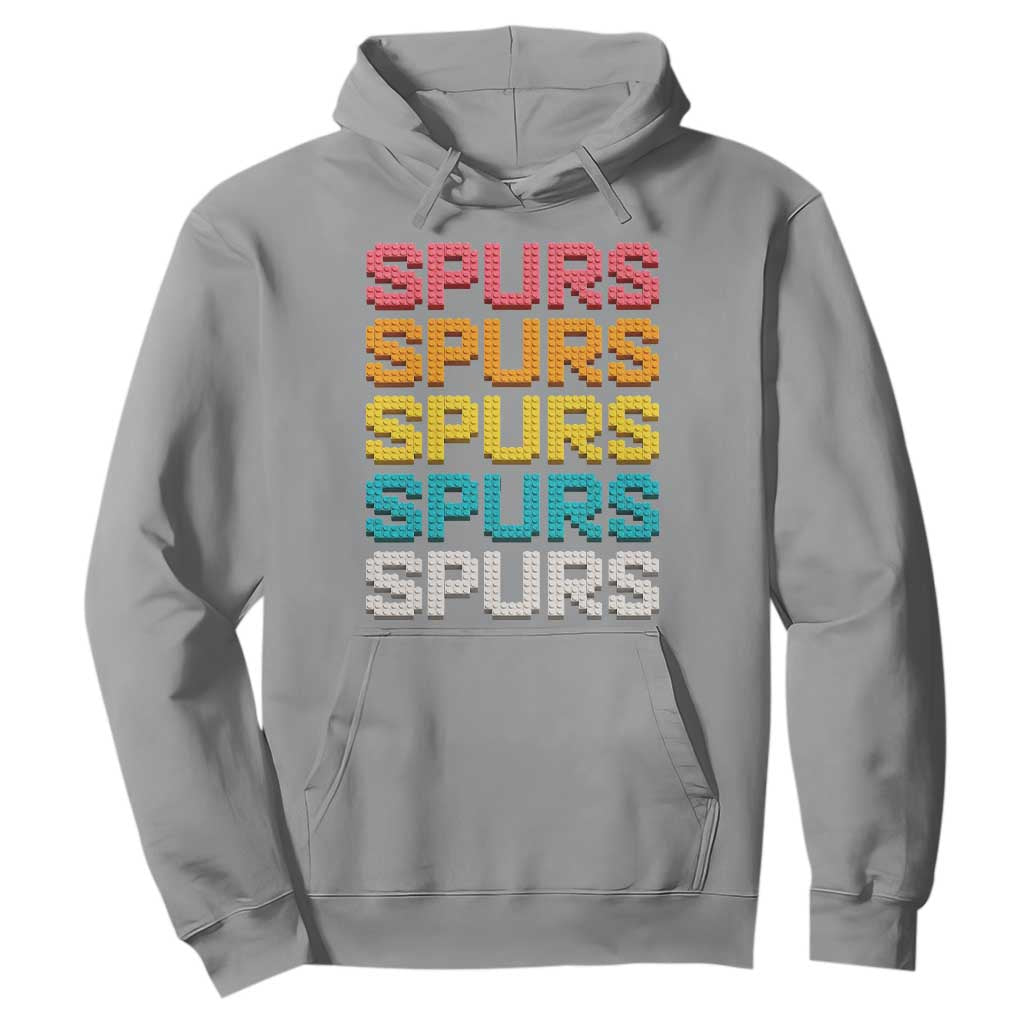 Retro Stacked Block Spurs Name Colorful Toy Brick Hoodie for Sports Fan TS02 Sport Gray Print Your Wear