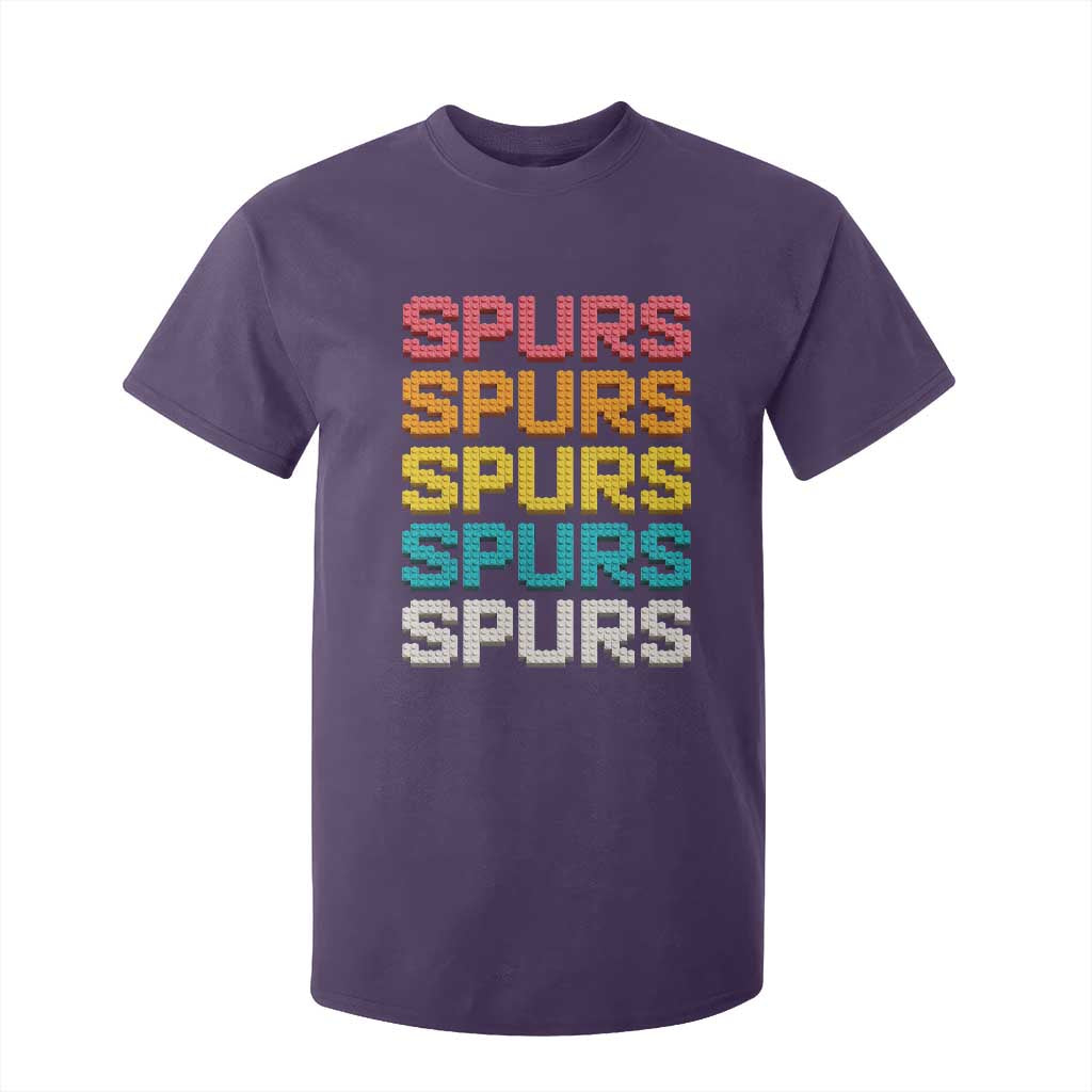 Retro Stacked Block Spurs Name Colorful Toy Brick T Shirt For Kid for Sports Fan TS02 Purple Print Your Wear