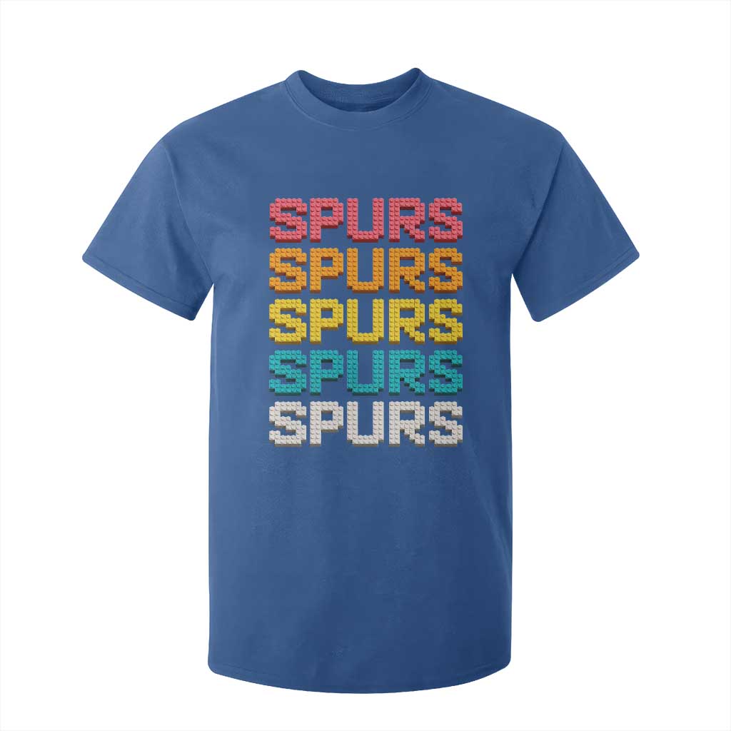 Retro Stacked Block Spurs Name Colorful Toy Brick T Shirt For Kid for Sports Fan TS02 Royal Blue Print Your Wear