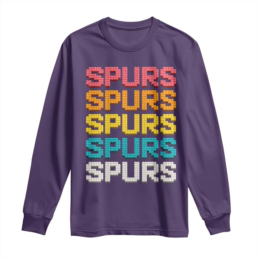 Retro Stacked Block Spurs Name Colorful Toy Brick Long Sleeve Shirt for Sports Fan TS02 Purple Print Your Wear