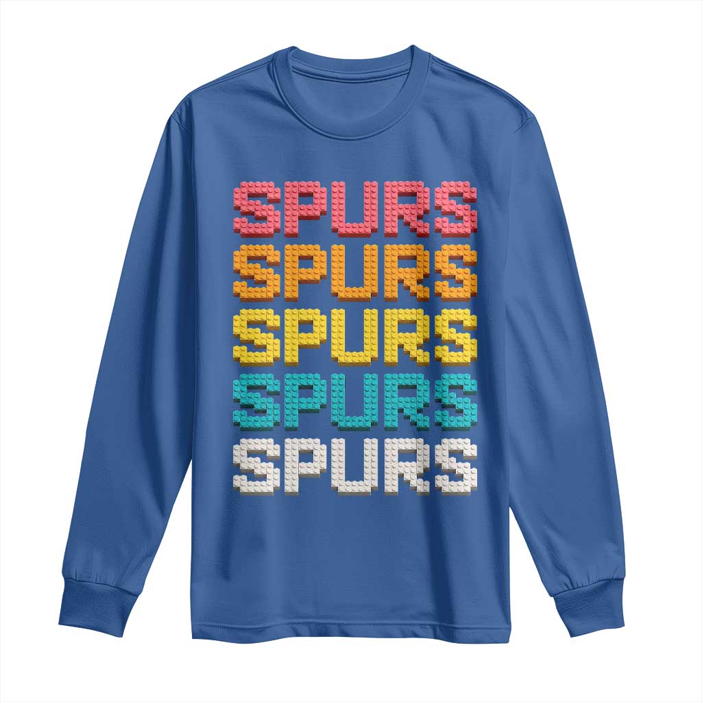Retro Stacked Block Spurs Name Colorful Toy Brick Long Sleeve Shirt for Sports Fan TS02 Royal Blue Print Your Wear