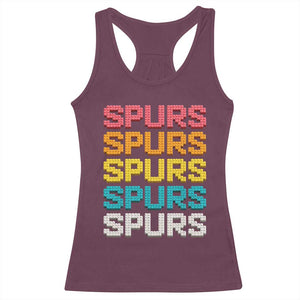 Retro Stacked Block Spurs Name Colorful Toy Brick Racerback Tank Top for Sports Fan TS02 Maroon Print Your Wear