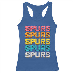 Retro Stacked Block Spurs Name Colorful Toy Brick Racerback Tank Top for Sports Fan TS02 Royal Blue Print Your Wear