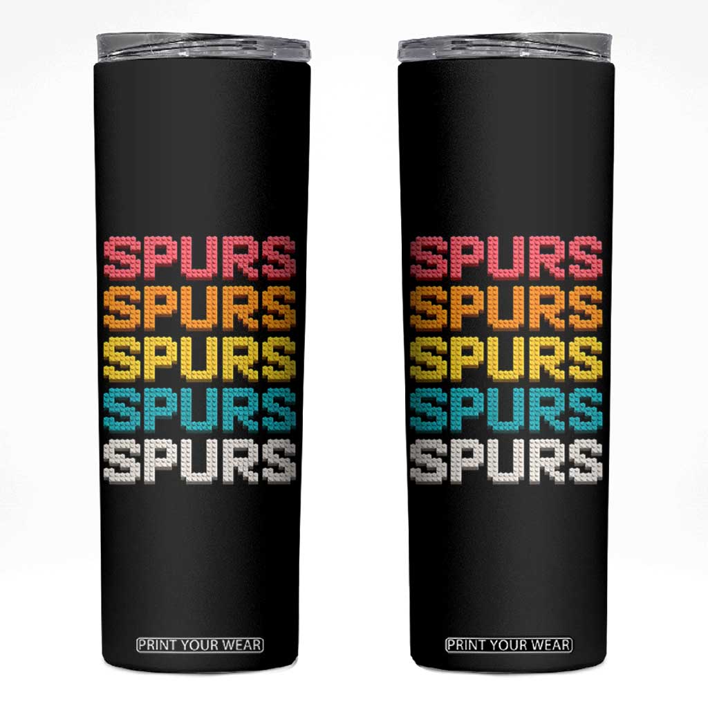 Retro Stacked Block Spurs Name Colorful Toy Brick Skinny Tumbler for Sports Fan TS02 Black Print Your Wear