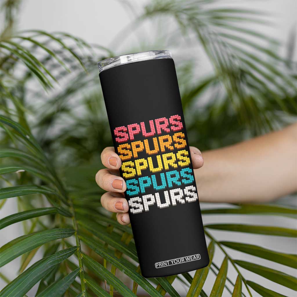 Retro Stacked Block Spurs Name Colorful Toy Brick Skinny Tumbler for Sports Fan TS02 Print Your Wear
