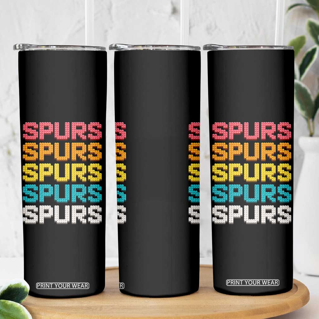 Retro Stacked Block Spurs Name Colorful Toy Brick Skinny Tumbler for Sports Fan TS02 Print Your Wear