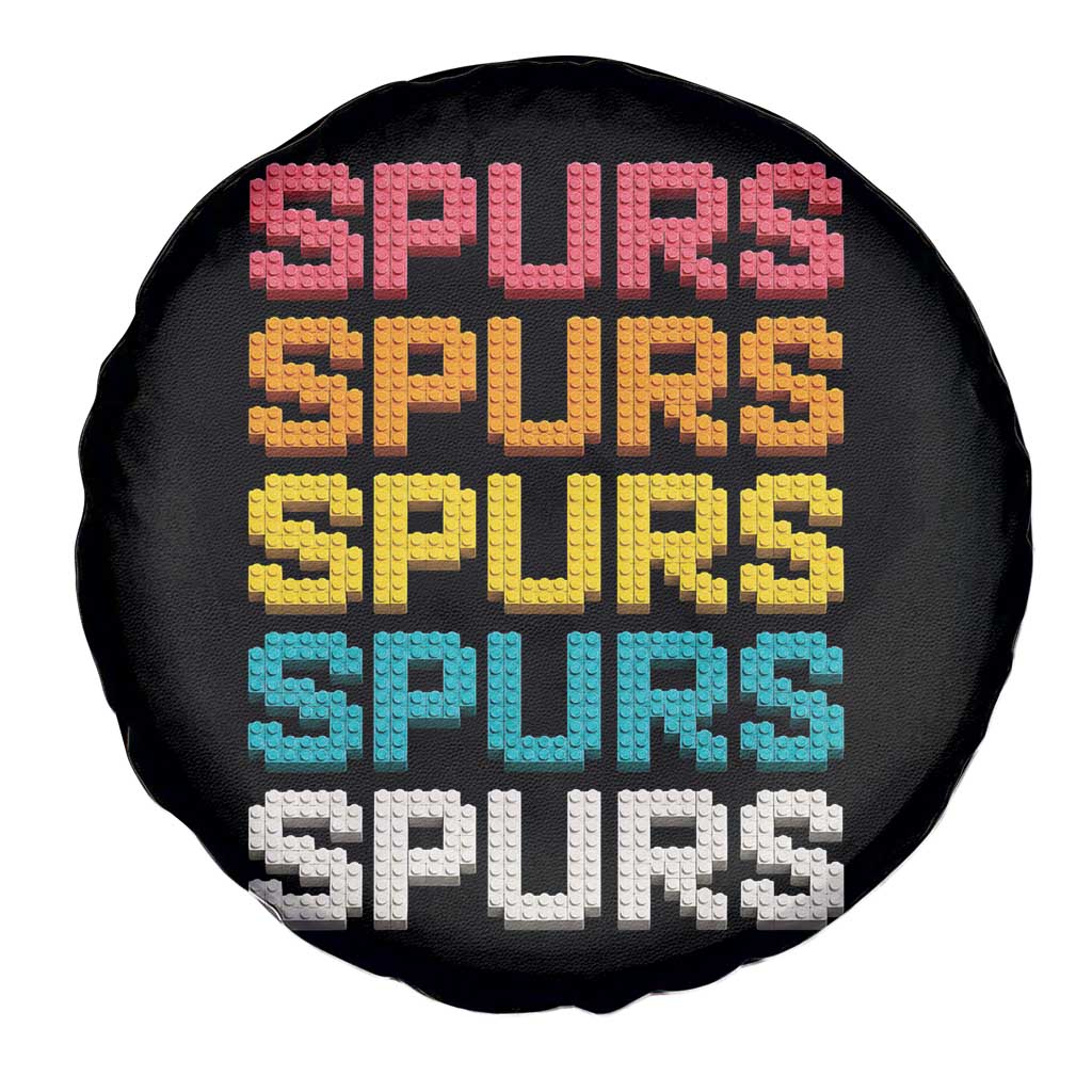 Retro Stacked Block Spurs Name Colorful Toy Brick Spare Tire Cover for Sports Fan TS02 Print Your Wear