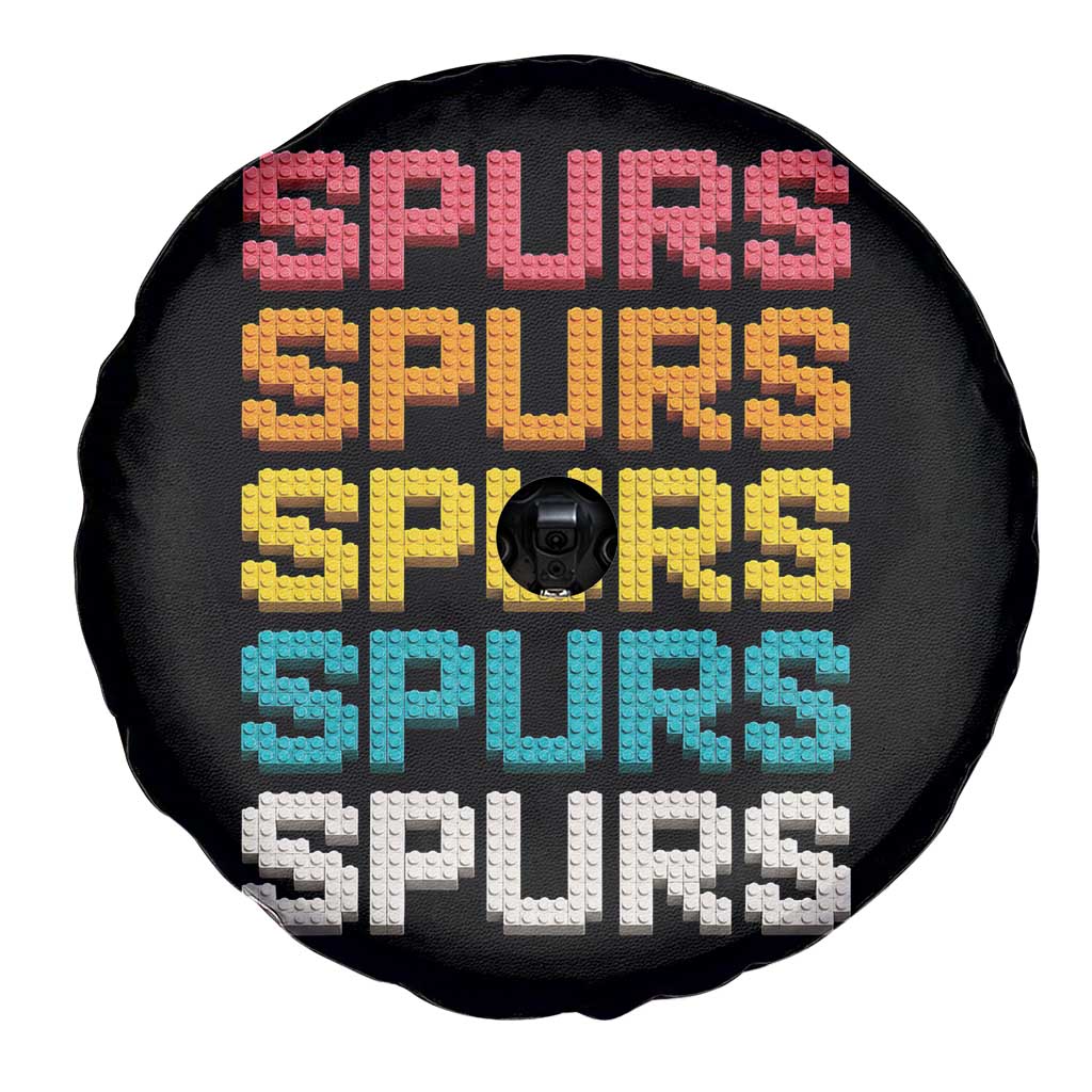 Retro Stacked Block Spurs Name Colorful Toy Brick Spare Tire Cover for Sports Fan TS02 Print Your Wear