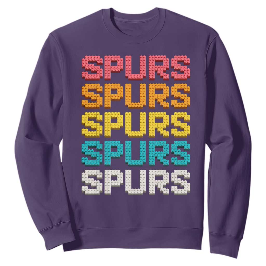 Retro Stacked Block Spurs Name Colorful Toy Brick Sweatshirt for Sports Fan TS02 Purple Print Your Wear