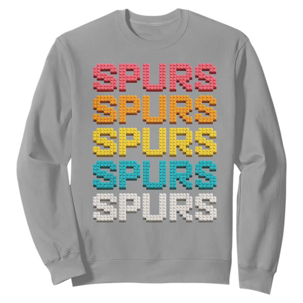 Retro Stacked Block Spurs Name Colorful Toy Brick Sweatshirt for Sports Fan TS02 Sport Gray Print Your Wear