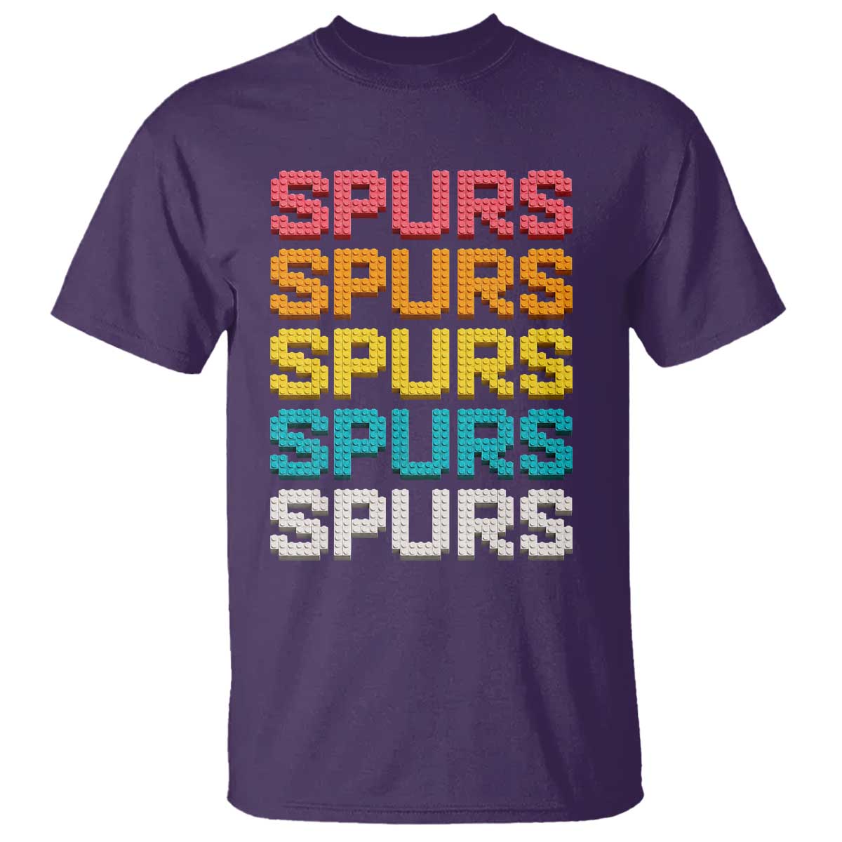 Retro Stacked Block Spurs Name Colorful Toy Brick T Shirt for Sports Fan TS02 Purple Print Your Wear
