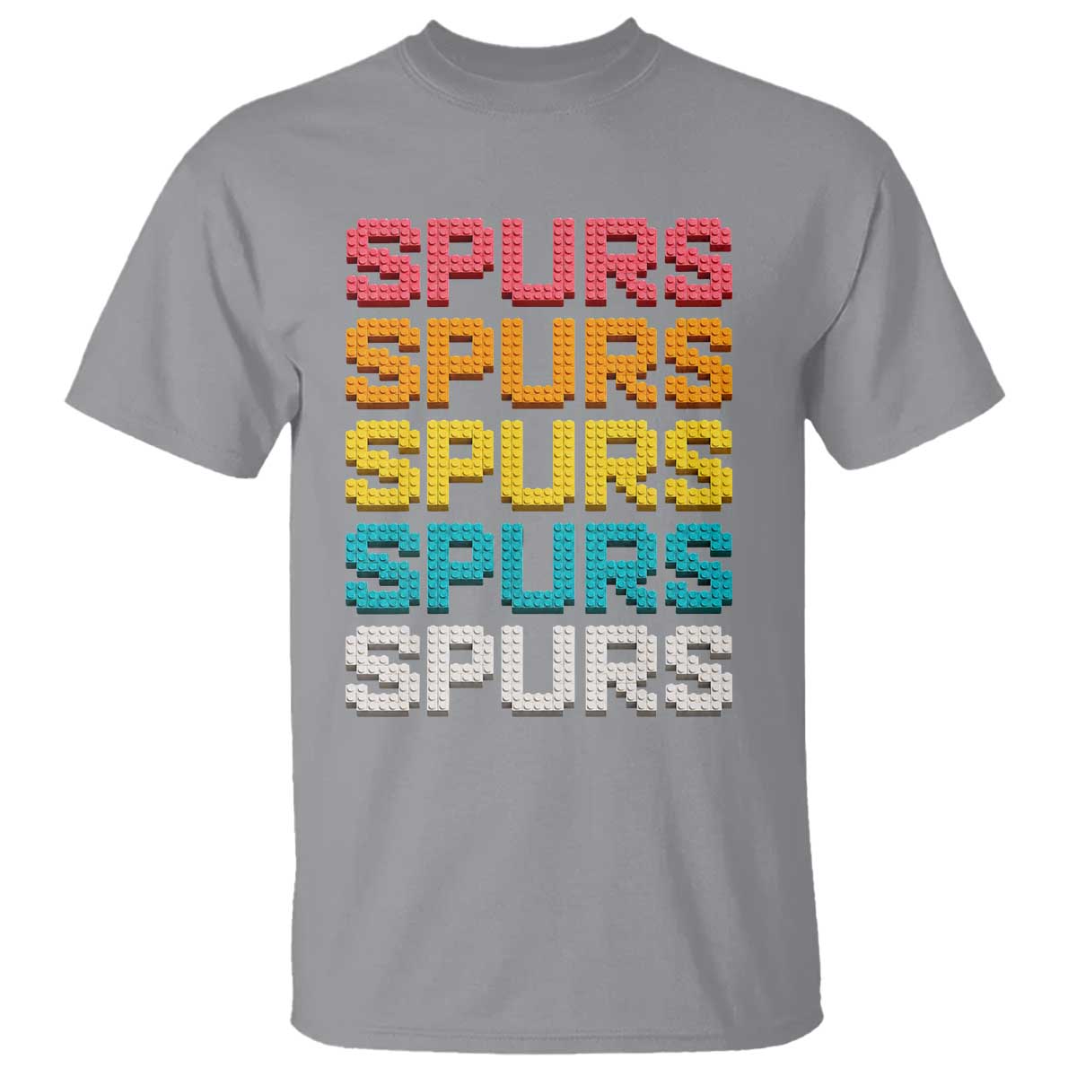 Retro Stacked Block Spurs Name Colorful Toy Brick T Shirt for Sports Fan TS02 Sport Gray Print Your Wear