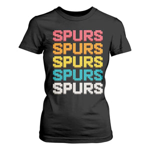 Retro Stacked Block Spurs Name Colorful Toy Brick T Shirt For Women for Sports Fan TS02 Black Print Your Wear