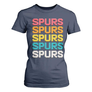 Retro Stacked Block Spurs Name Colorful Toy Brick T Shirt For Women for Sports Fan TS02 Navy Print Your Wear