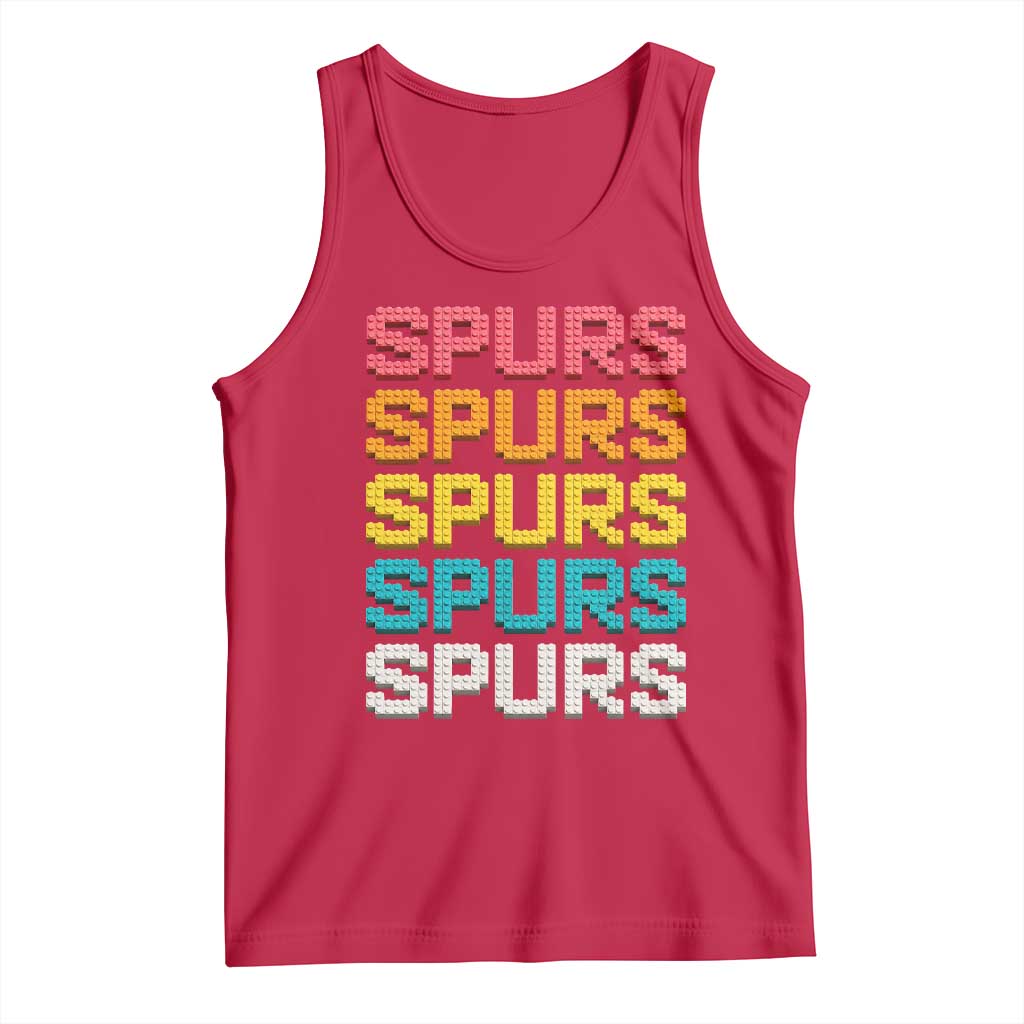 Retro Stacked Block Spurs Name Colorful Toy Brick Tank Top for Sports Fan TS02 Red Print Your Wear
