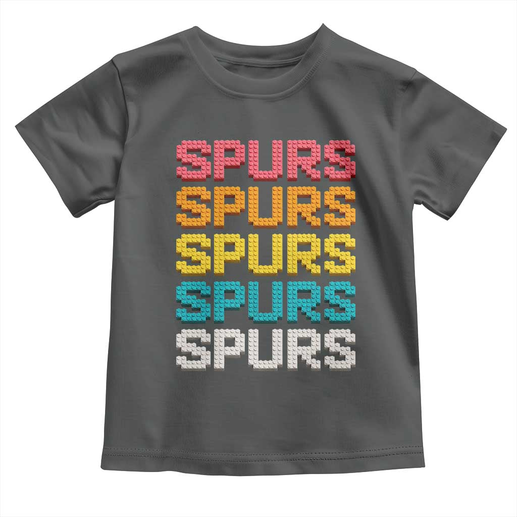 Retro Stacked Block Spurs Name Colorful Toy Brick Toddler T Shirt for Sports Fan TS02 Dark Heather Print Your Wear