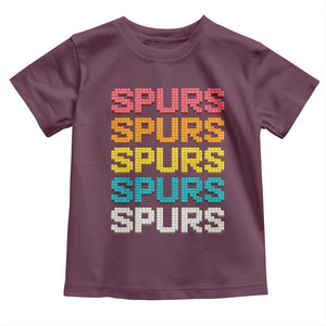 Retro Stacked Block Spurs Name Colorful Toy Brick Toddler T Shirt for Sports Fan TS02 Maroon Print Your Wear