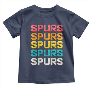 Retro Stacked Block Spurs Name Colorful Toy Brick Toddler T Shirt for Sports Fan TS02 Navy Print Your Wear