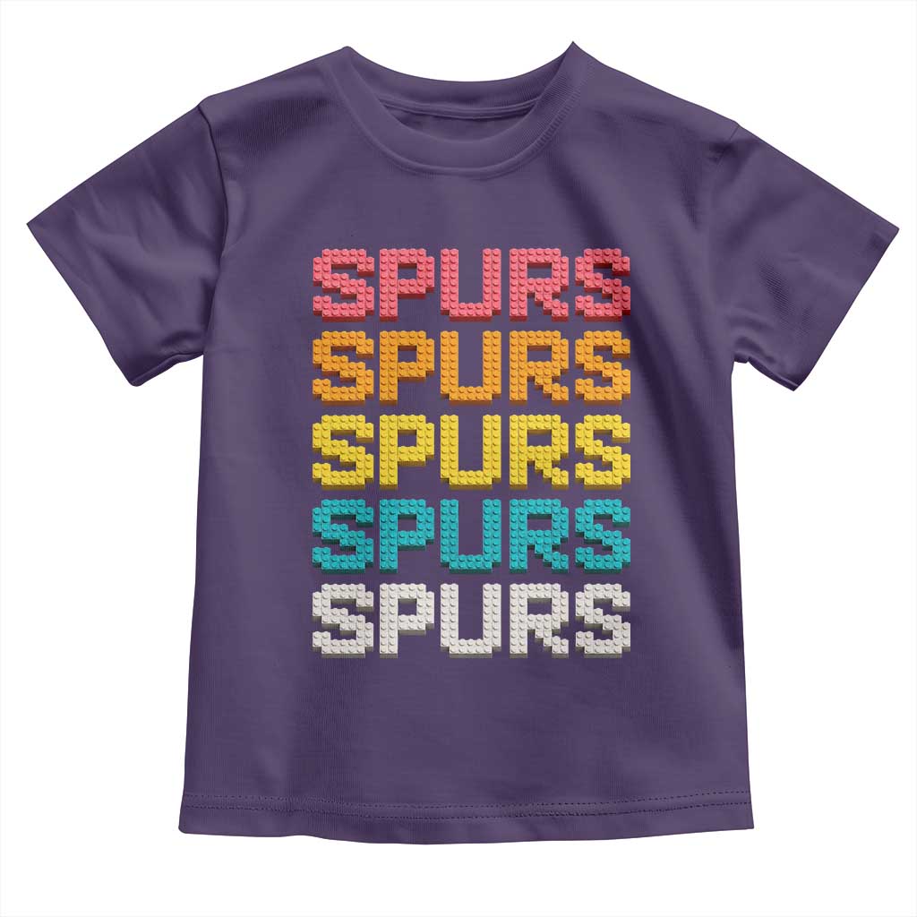 Retro Stacked Block Spurs Name Colorful Toy Brick Toddler T Shirt for Sports Fan TS02 Purple Print Your Wear