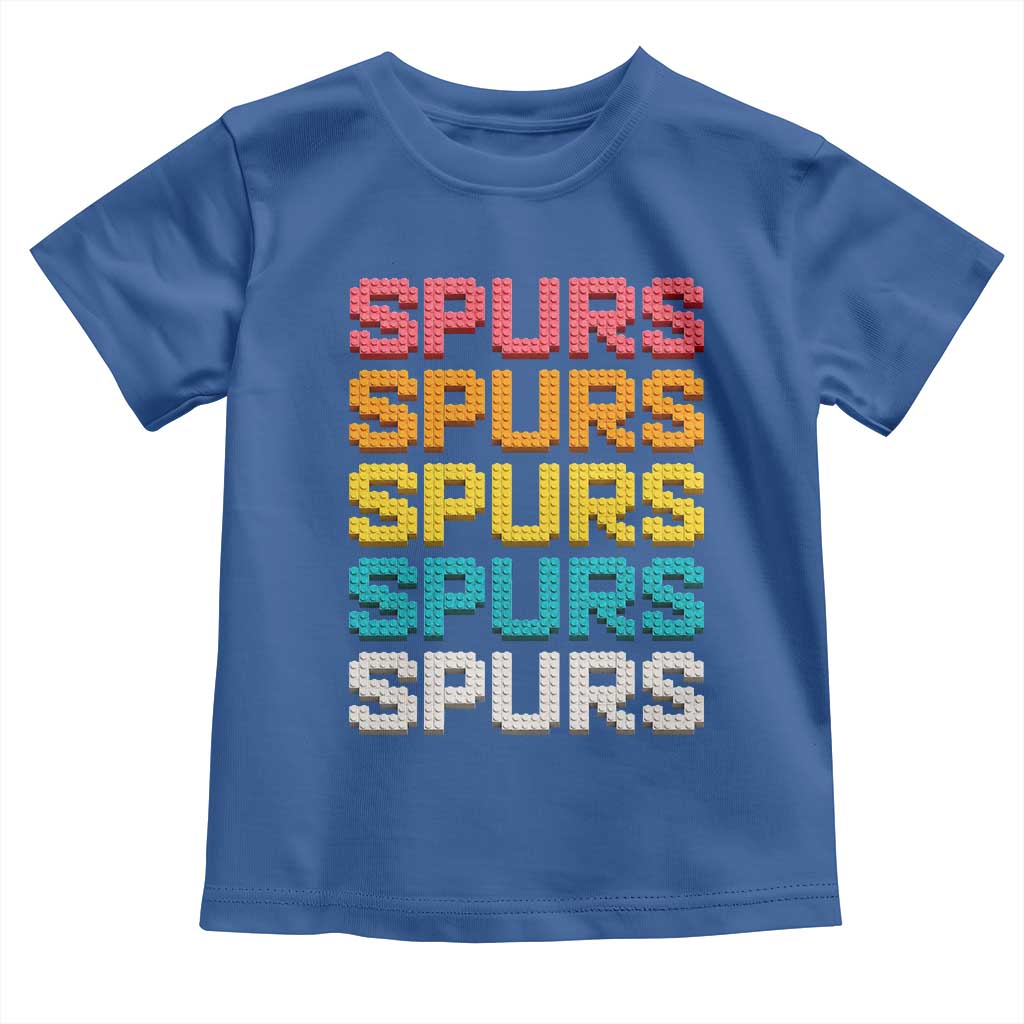 Retro Stacked Block Spurs Name Colorful Toy Brick Toddler T Shirt for Sports Fan TS02 Royal Blue Print Your Wear