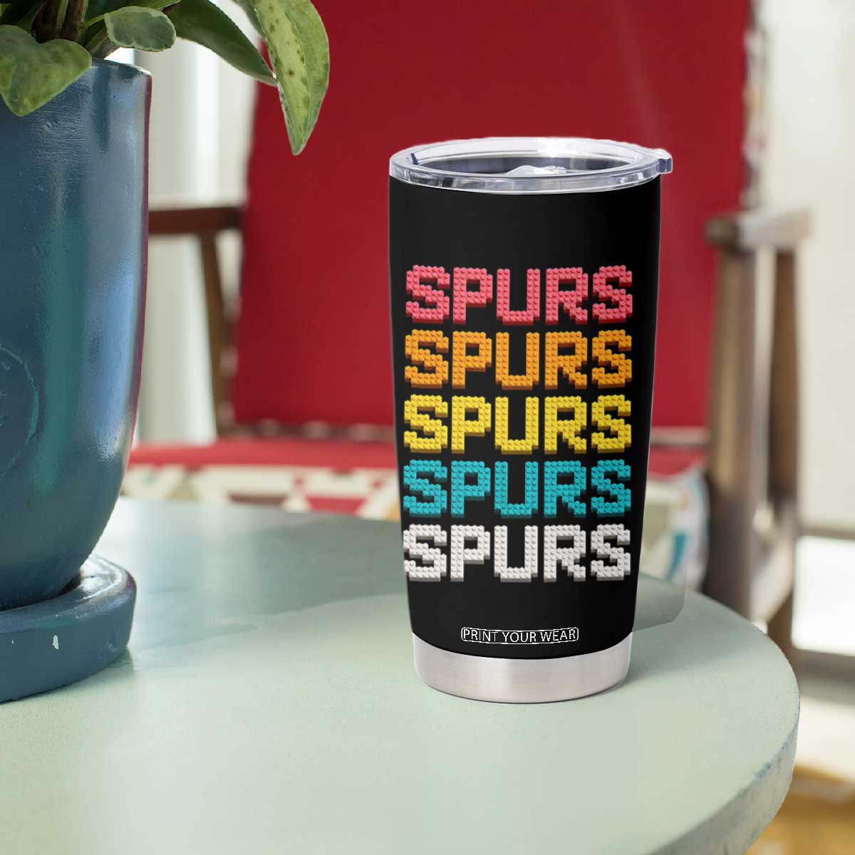 Retro Stacked Block Spurs Name Colorful Toy Brick Tumbler Cup for Sports Fan TS02 Print Your Wear