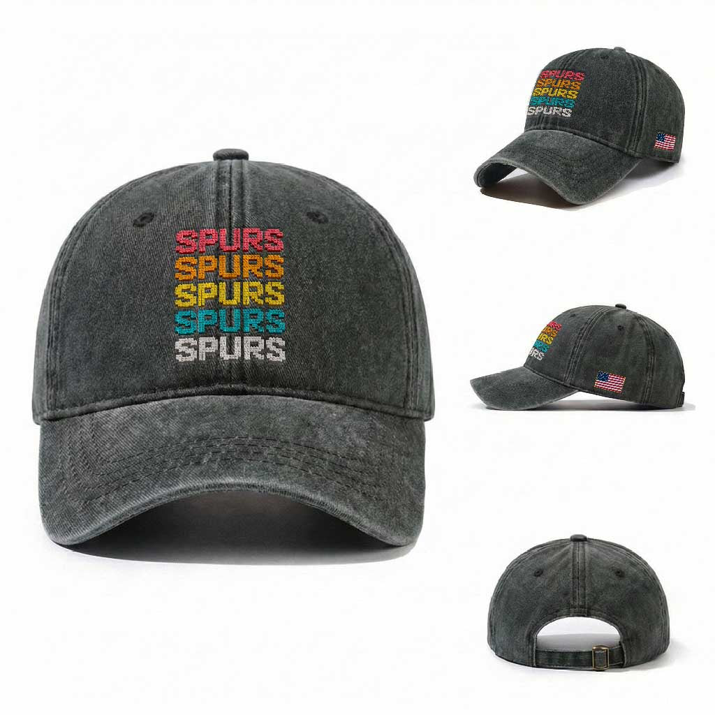Retro Stacked Block Spurs Name Colorful Toy Brick Washed Cotton Baseball Cap for Sports Fan TS02 Washed Cap Universal Fit Dark Green Print Your Wear