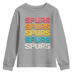 Retro Stacked Block Spurs Name Colorful Toy Brick Youth Sweatshirt for Sports Fan TS02 Sport Gray Print Your Wear