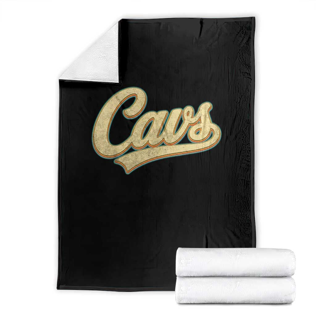 Vintage Cavs Name Script Throw Blanket for Sports Fan