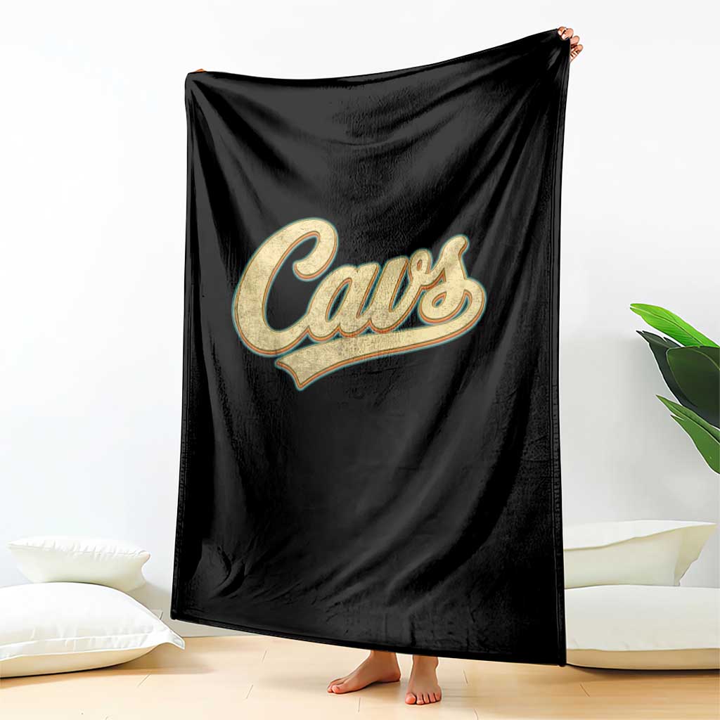 Vintage Cavs Name Script Throw Blanket for Sports Fan
