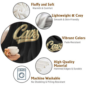 Vintage Cavs Name Script Throw Blanket for Sports Fan