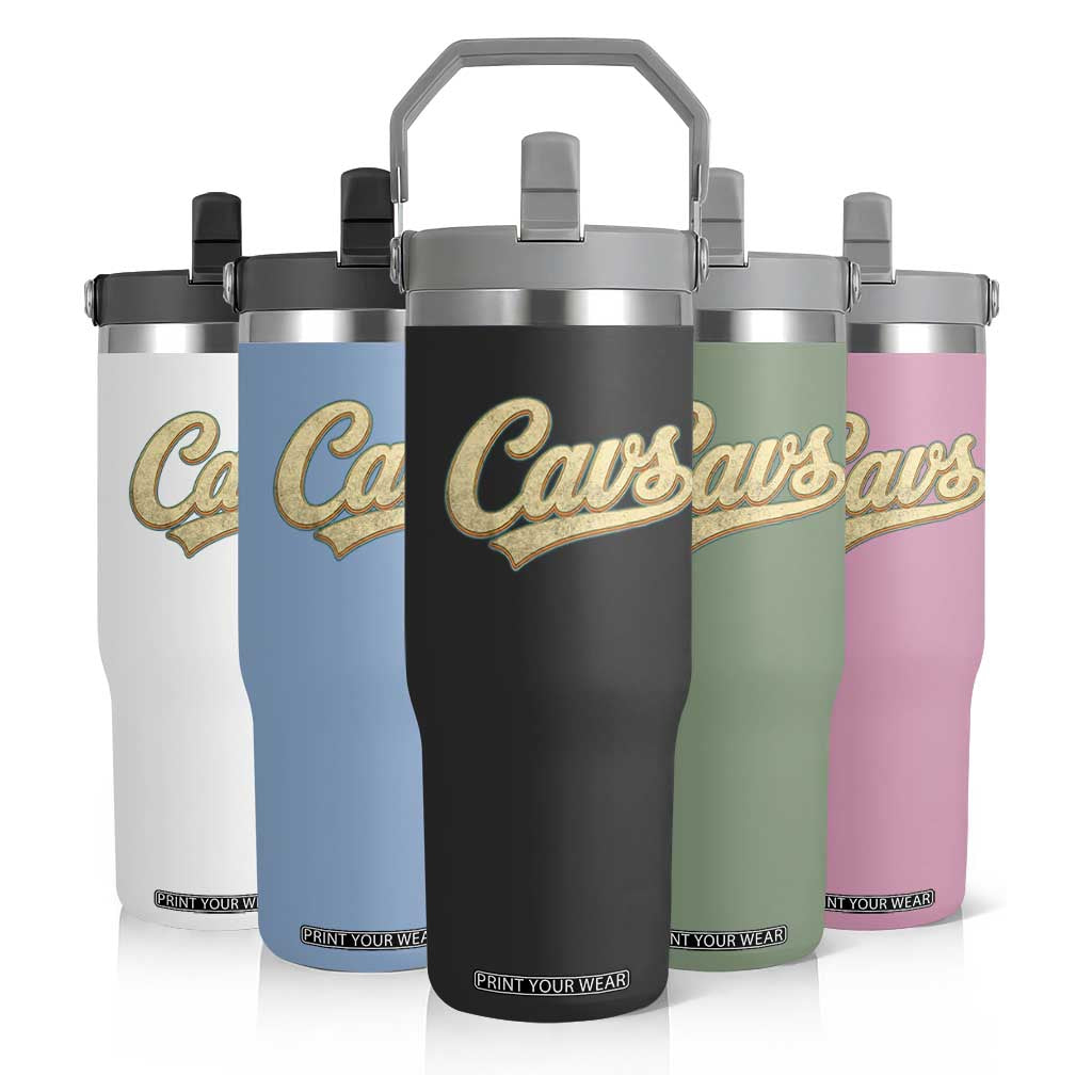 Vintage Cavs Name Script Flip Straw Tumbler for Sports Fan TS02 Print Your Wear