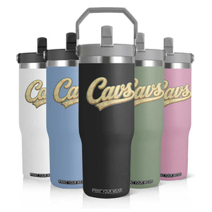 Vintage Cavs Name Script Flip Straw Tumbler for Sports Fan TS02 Print Your Wear