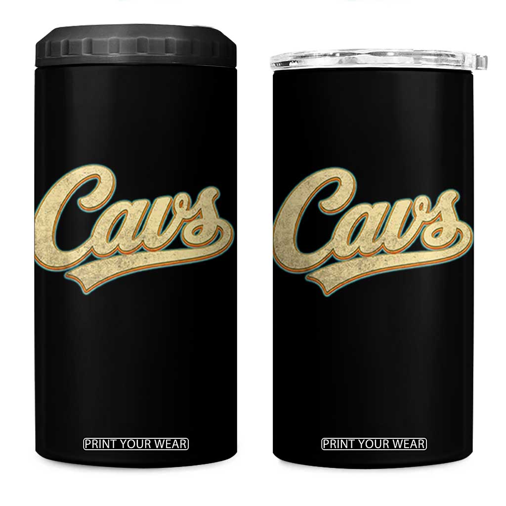 Vintage Cavs Name Script 4 in 1 Can Cooler Tumbler for Sports Fan TS02 One Size: 16 oz Black Print Your Wear
