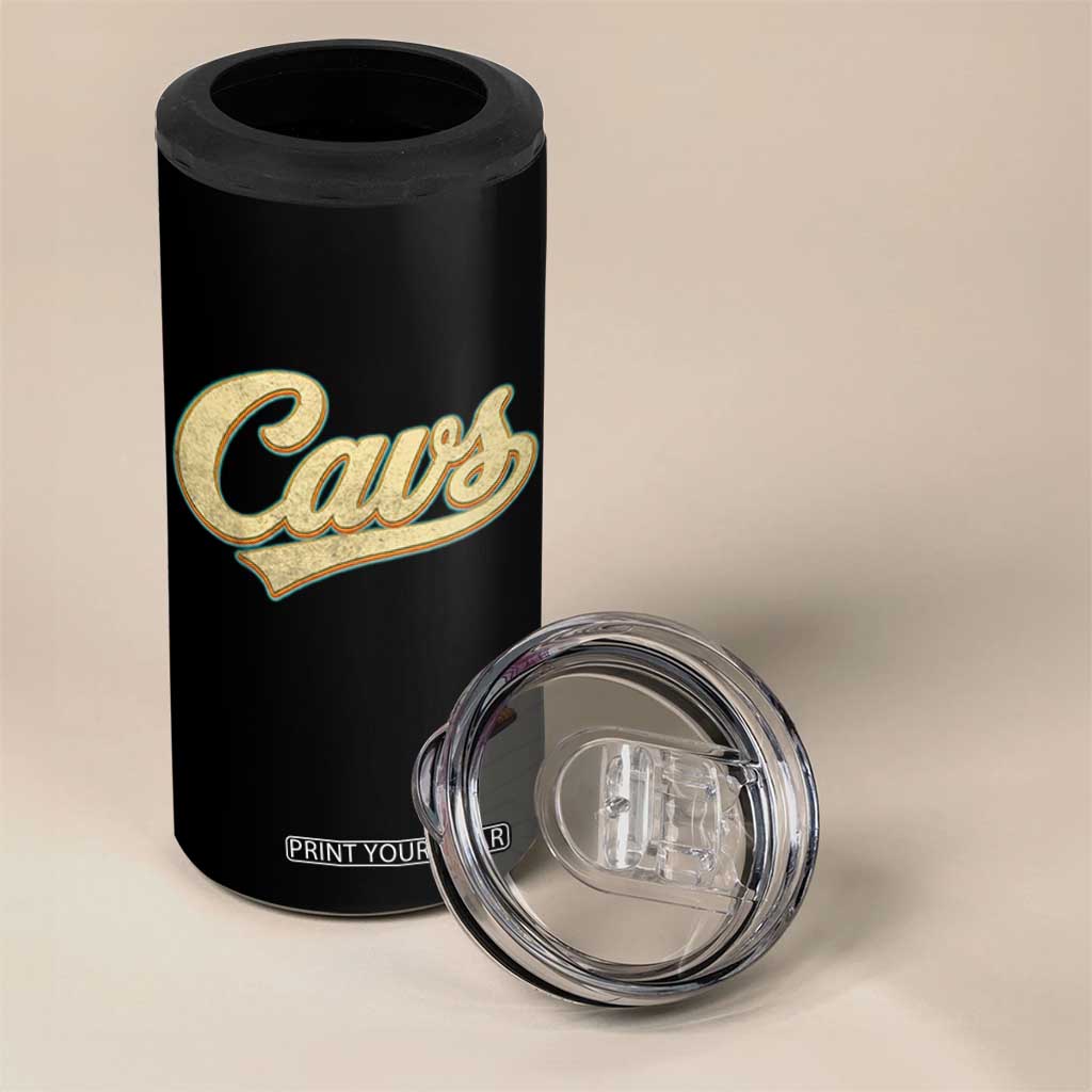 Vintage Cavs Name Script 4 in 1 Can Cooler Tumbler for Sports Fan TS02 Print Your Wear