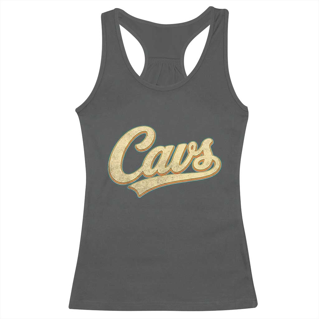 Vintage Cavs Name Script Racerback Tank Top for Sports Fan TS02 Dark Heather Print Your Wear