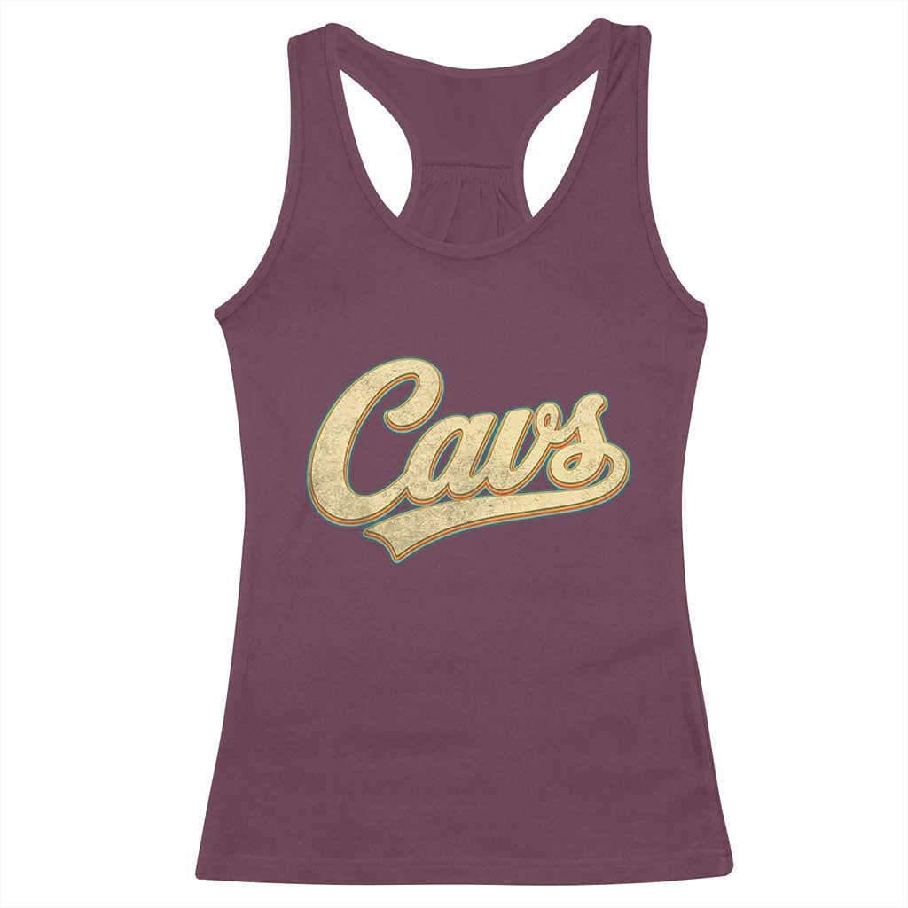 Vintage Cavs Name Script Racerback Tank Top for Sports Fan TS02 Maroon Print Your Wear