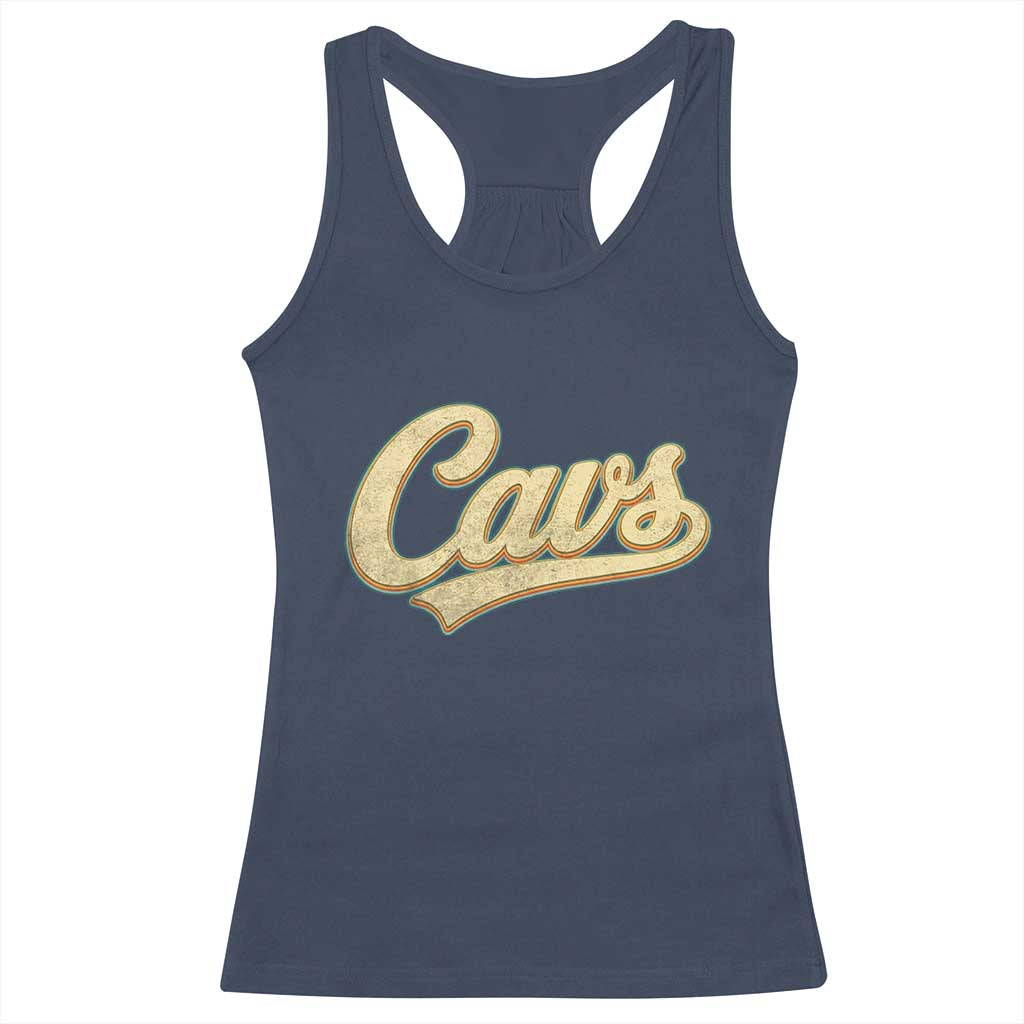Vintage Cavs Name Script Racerback Tank Top for Sports Fan TS02 Navy Print Your Wear