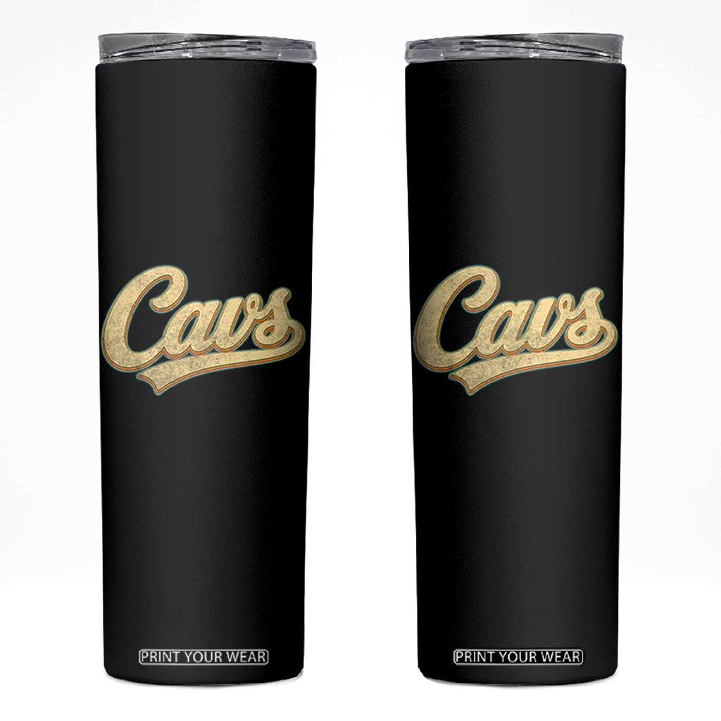 Vintage Cavs Name Script Skinny Tumbler for Sports Fan TS02 Black Print Your Wear