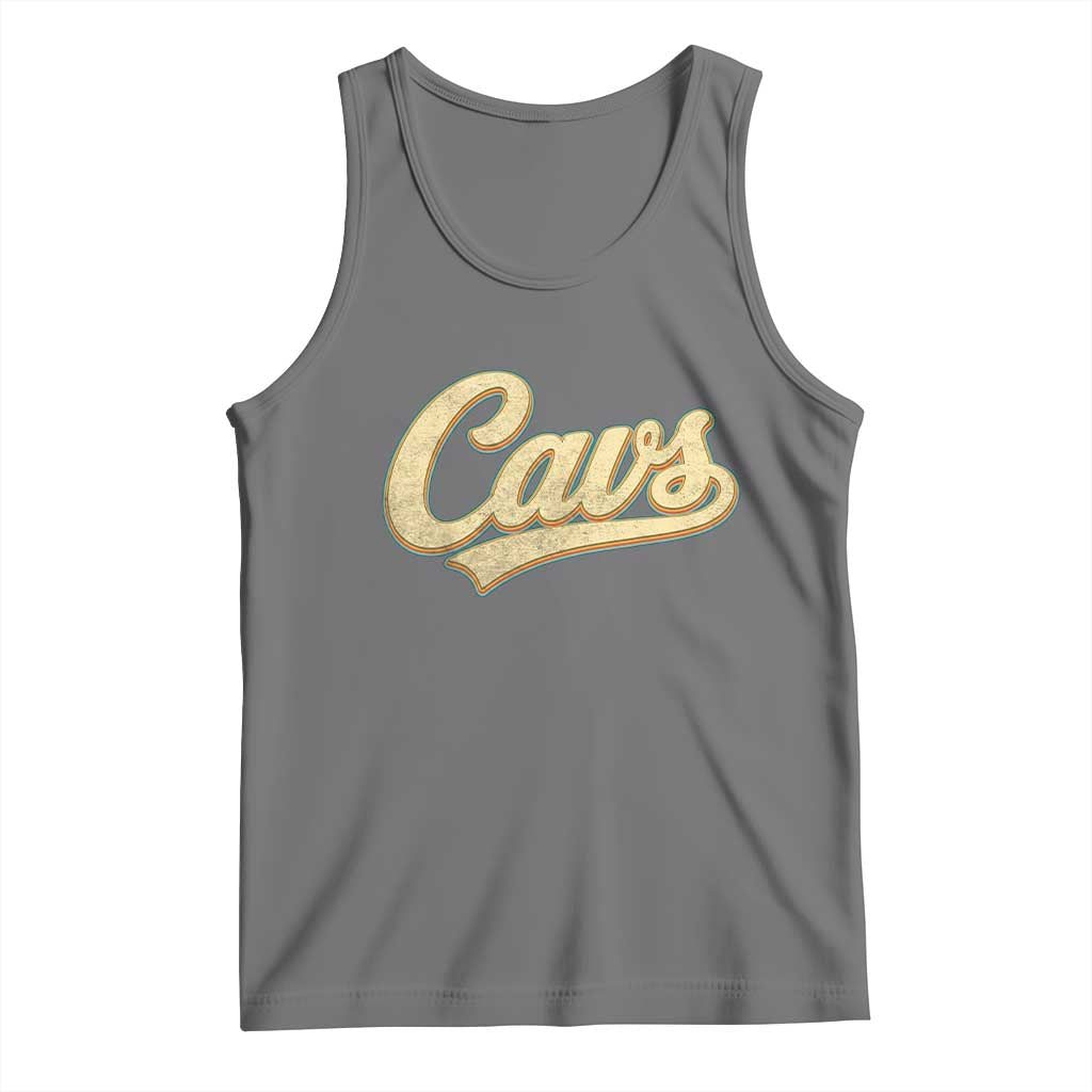 Vintage Cavs Name Script Tank Top for Sports Fan TS02 Black Heather Print Your Wear