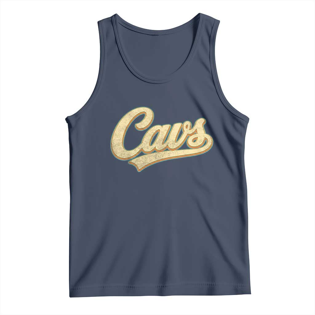 Vintage Cavs Name Script Tank Top for Sports Fan TS02 Navy Print Your Wear