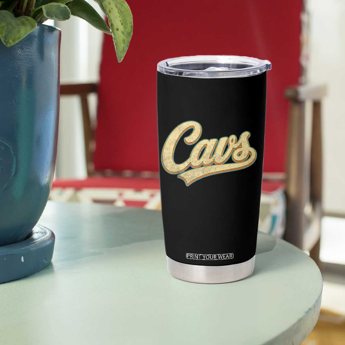 Vintage Cavs Name Script Tumbler Cup for Sports Fan