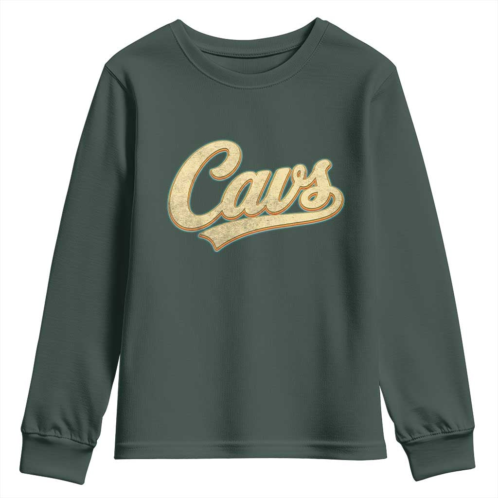Vintage Cavs Name Script Youth Sweatshirt for Sports Fan TS02 Dark Forest Green Print Your Wear