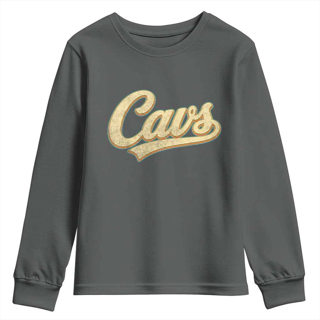 Vintage Cavs Name Script Youth Sweatshirt for Sports Fan TS02 Dark Heather Print Your Wear