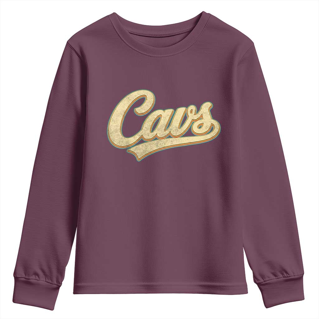 Vintage Cavs Name Script Youth Sweatshirt for Sports Fan TS02 Maroon Print Your Wear