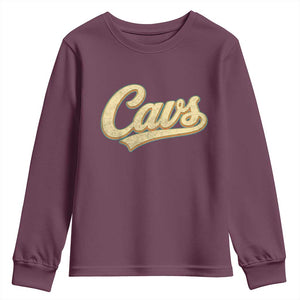 Vintage Cavs Name Script Youth Sweatshirt for Sports Fan TS02 Maroon Print Your Wear